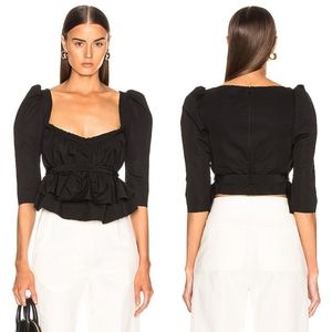 BROCK COLLECTION Occupy Cotton Poplin Peplum Top In Black 8.